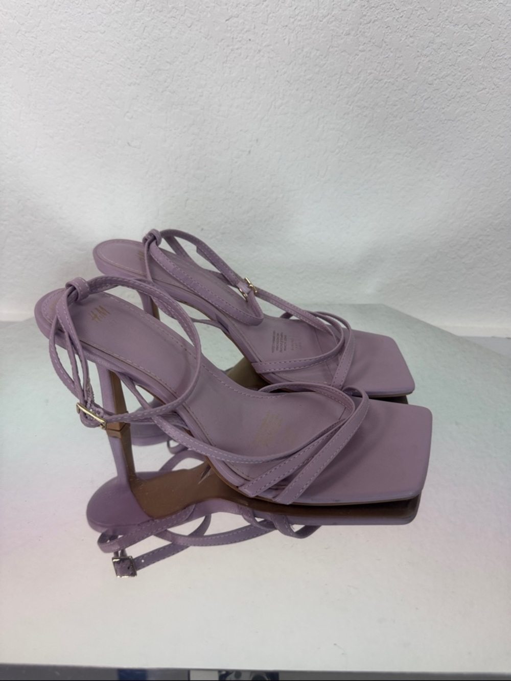 H&M Lilac Strappy Square-Toe High Heel Sandals